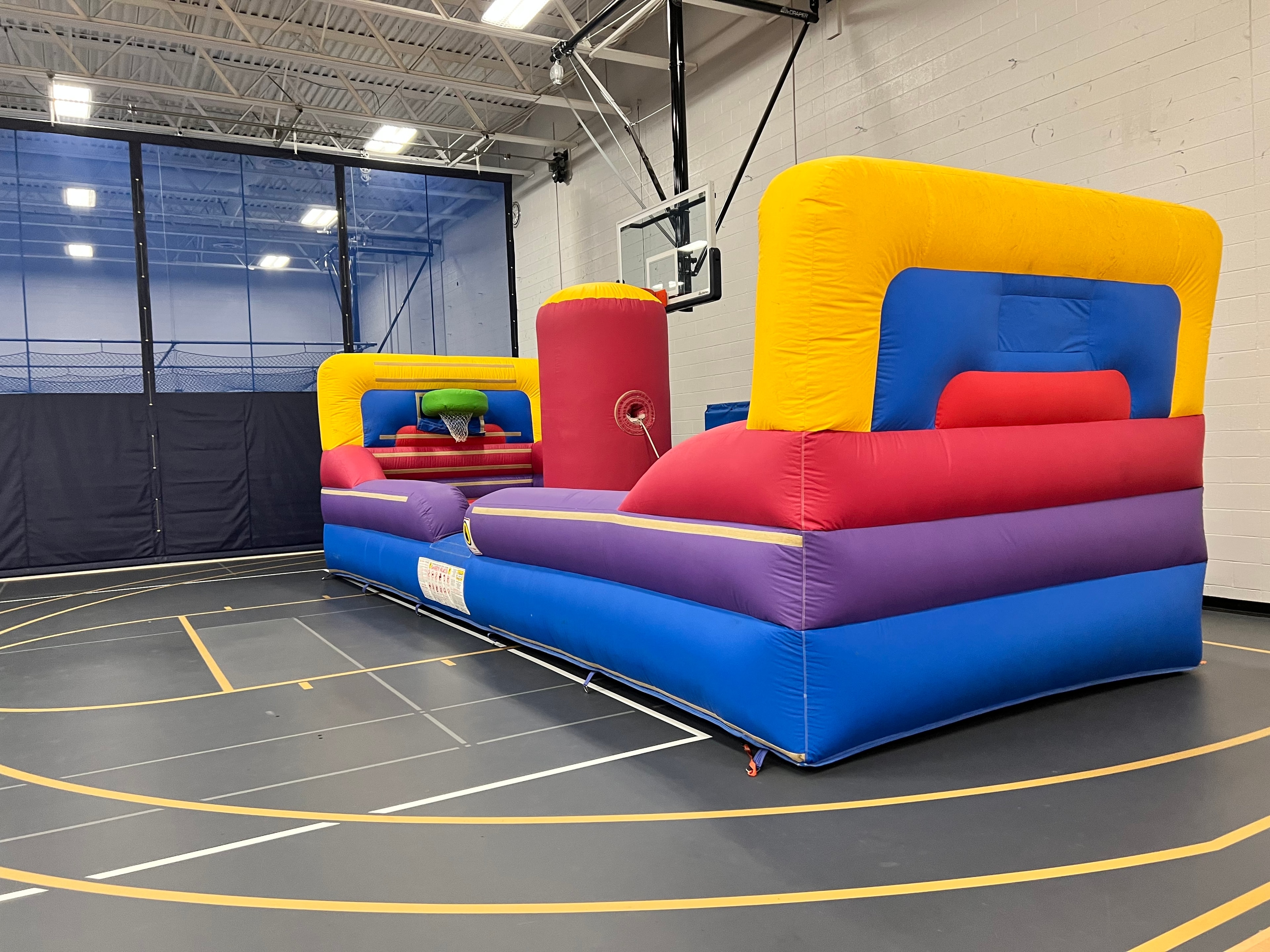 Inflatable sports fusion arena set up indoors